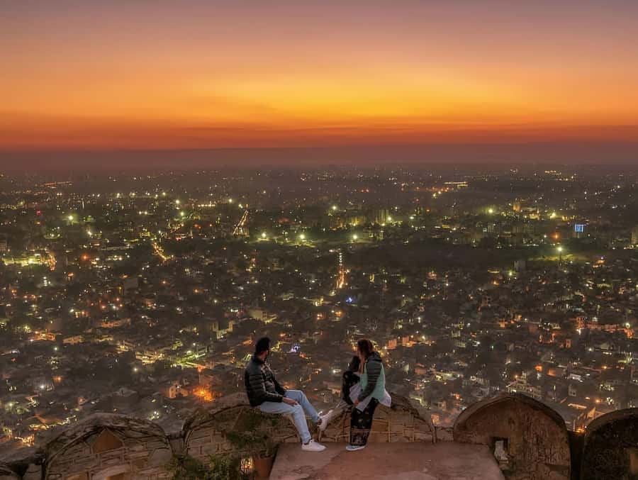 Jaipur: Tour with Nahargarh Sunrise or Monkey Temple Sunset - Night photo stops: Hawa Mahal outside views, Albert Hall lighting, and Pink City drive
